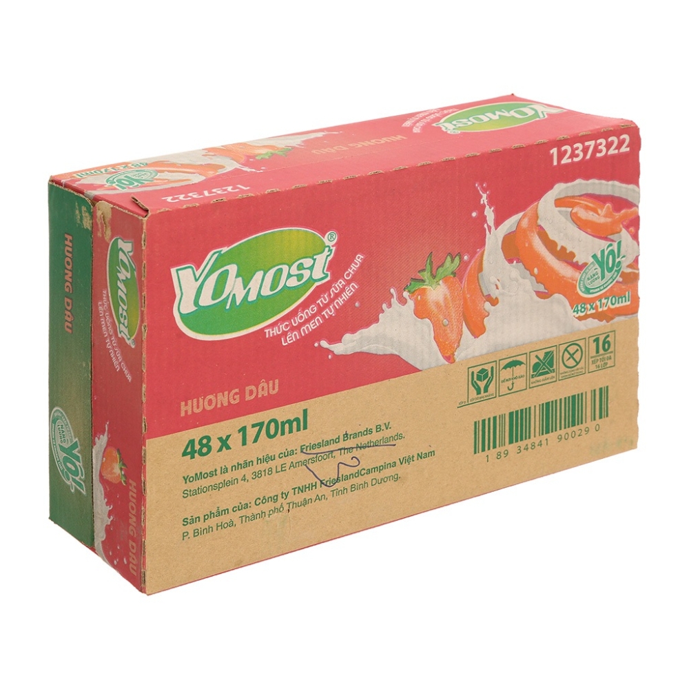 Thùng 48 hộp sữa Yomost vị dâu/cam/lựu/ bạc hà và việt quất hộp 170ml