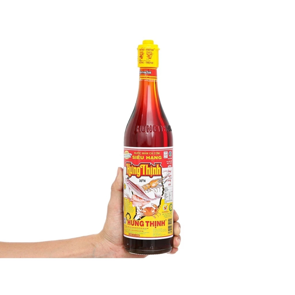Thùng 12 chai nước mắm cá cơm siêu hạng Hưng Thịnh 35 độ đạm chai 620ml