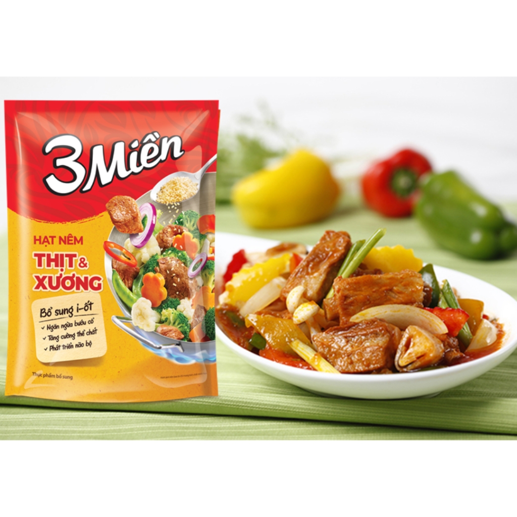 Thùng 4/24 gói hạt nêm 3 Miền thịt & xương 400g/2kg