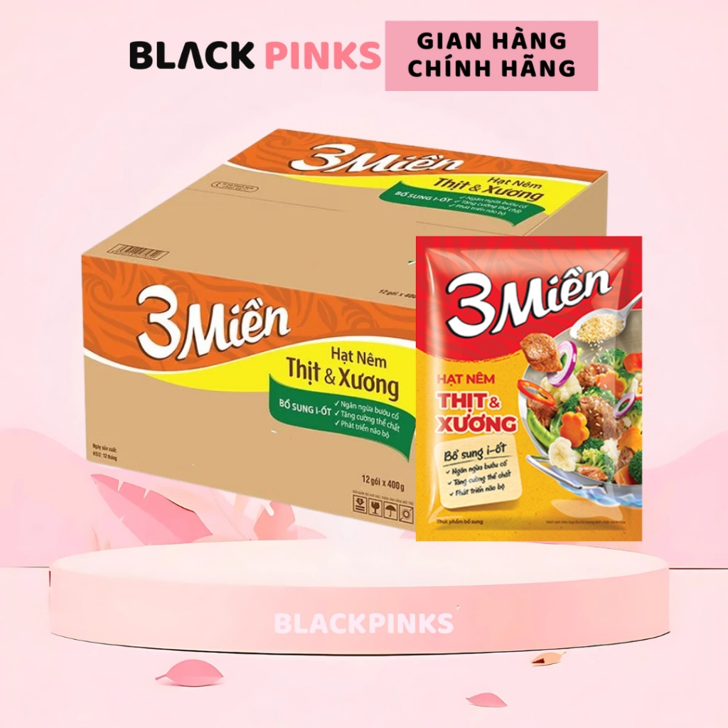 Thùng 4/24 gói hạt nêm 3 Miền thịt & xương 400g/2kg