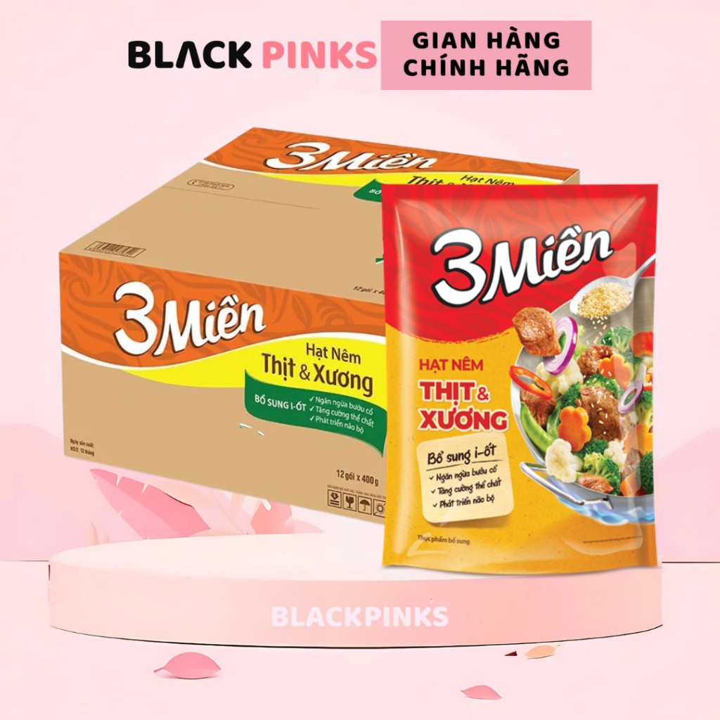 Thùng 4/24 gói hạt nêm 3 Miền thịt & xương 400g/2kg