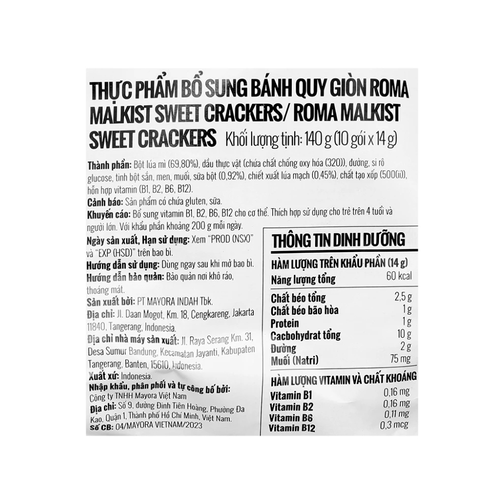 Bánh Roma Malkist Crackers gói 140g