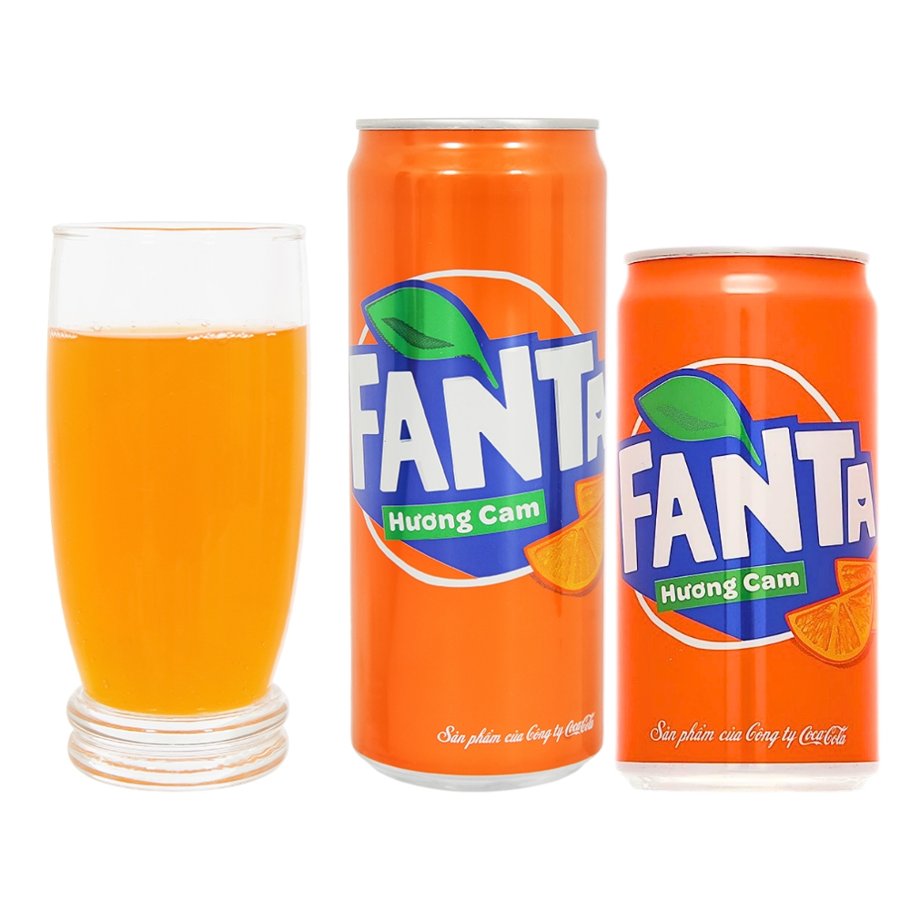 Nước giải khát Fanta hương cam/xá xị/soda kem/nho lon 235ml/320ml