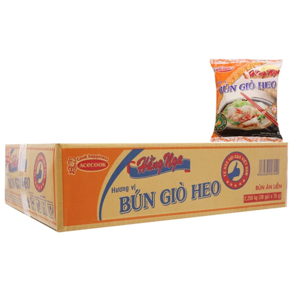 Thùng 30 gói bún giò heo/bún mắm Hằng Nga gói 75g