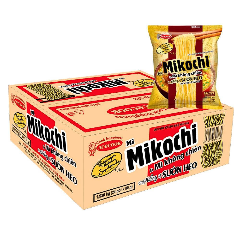 Thùng 24 gói Mikochi hương vị sờn heo gói 80g