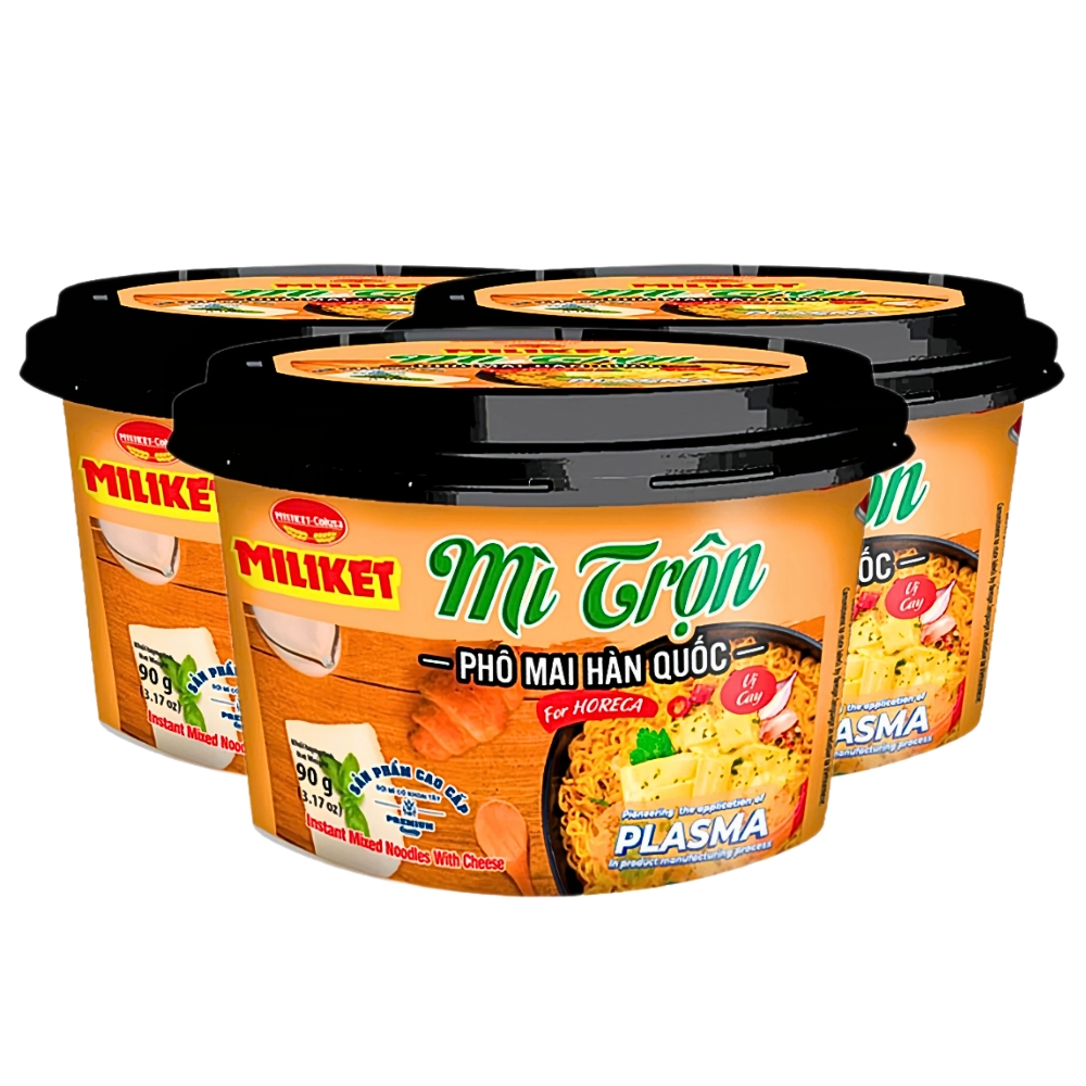 Thùng 12 tô mì trộn Miliket vị phô mai Hàn Quốc tô 90g