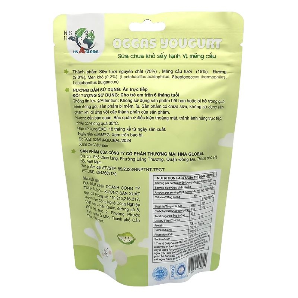 Sữa chua Oggas Yogurt vị dâu tây/chuối/nguyên bản/dưa lưới/việt quất/mãng cầu 10gr/18gr cho bé từ 6 tháng tuổi