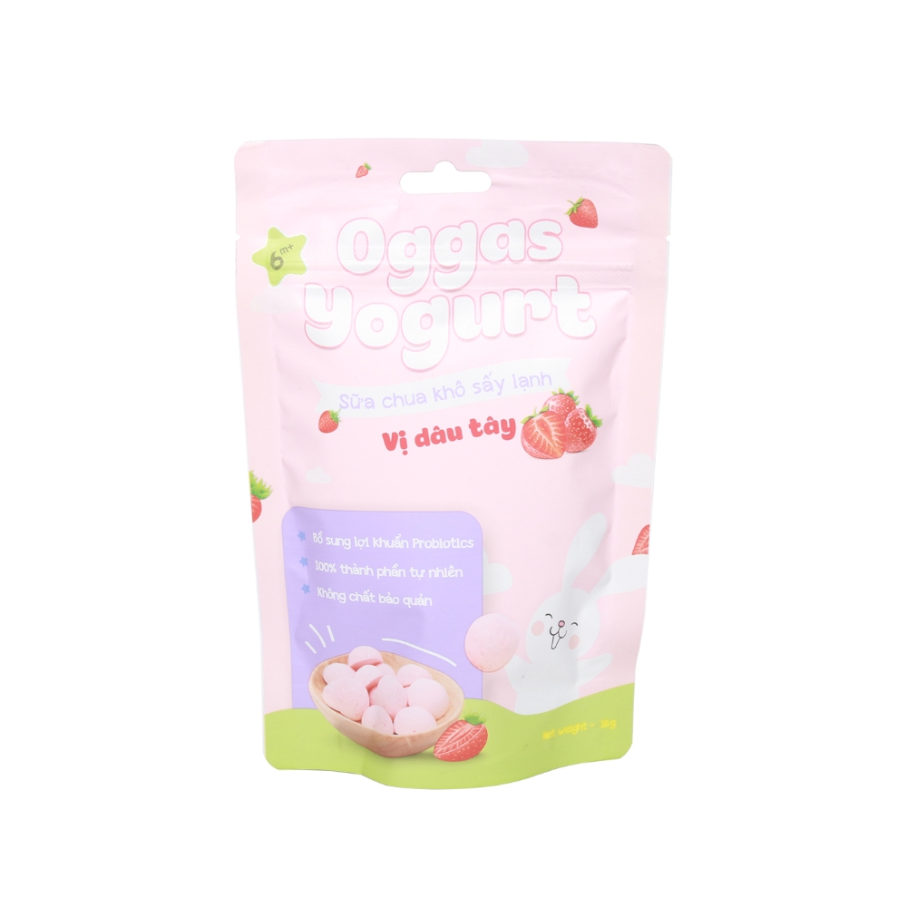 Sữa chua Oggas Yogurt vị dâu tây/chuối/nguyên bản/dưa lưới/việt quất/mãng cầu 10gr/18gr cho bé từ 6 tháng tuổi