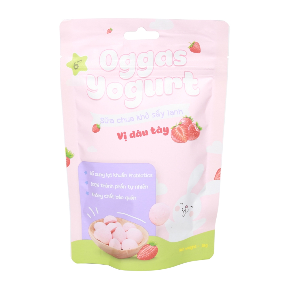 Sữa chua Oggas Yogurt vị dâu tây/chuối/nguyên bản/dưa lưới/việt quất/mãng cầu 10gr/18gr cho bé từ 6 tháng tuổi