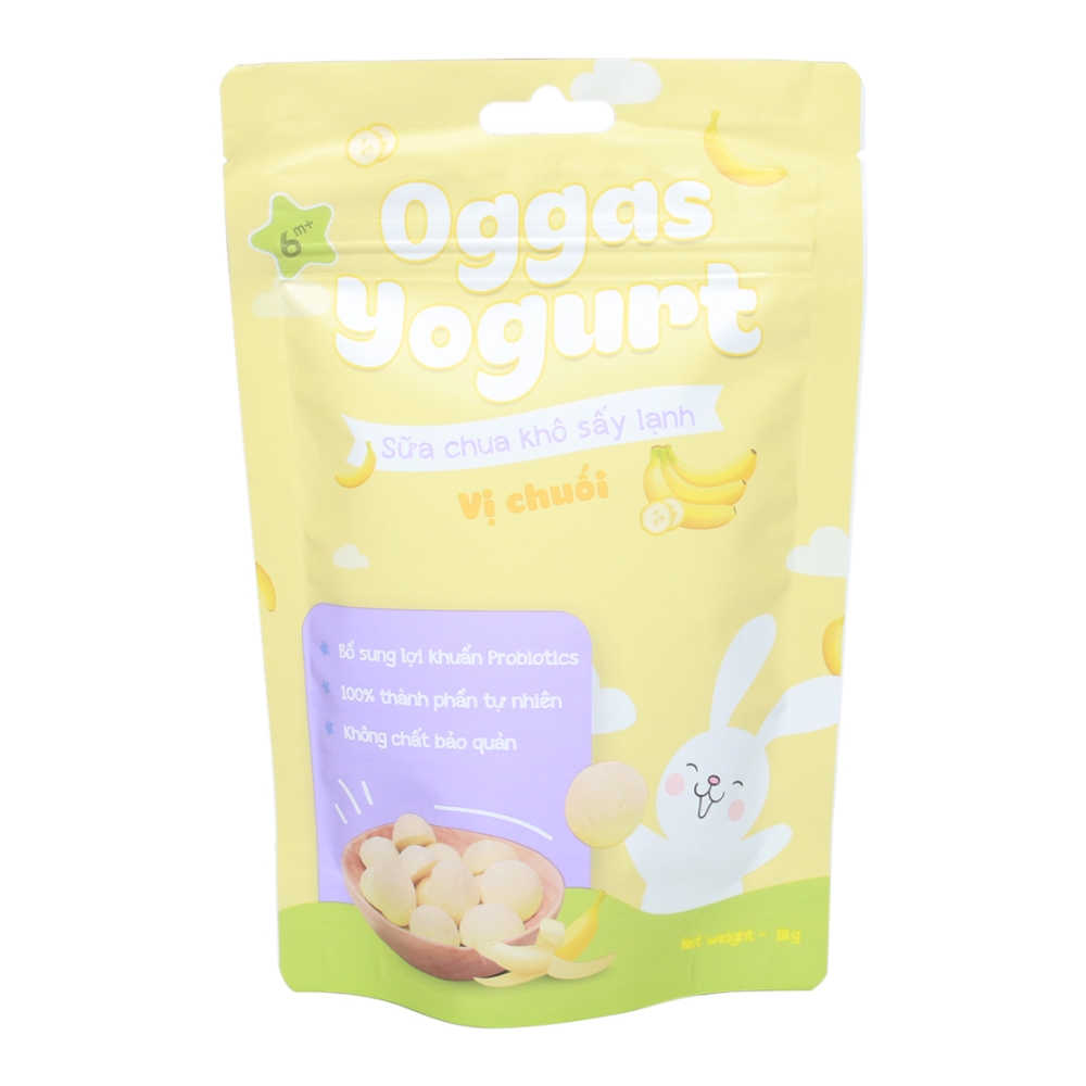 Sữa chua Oggas Yogurt vị dâu tây/chuối/nguyên bản/dưa lưới/việt quất/mãng cầu 10gr/18gr cho bé từ 6 tháng tuổi