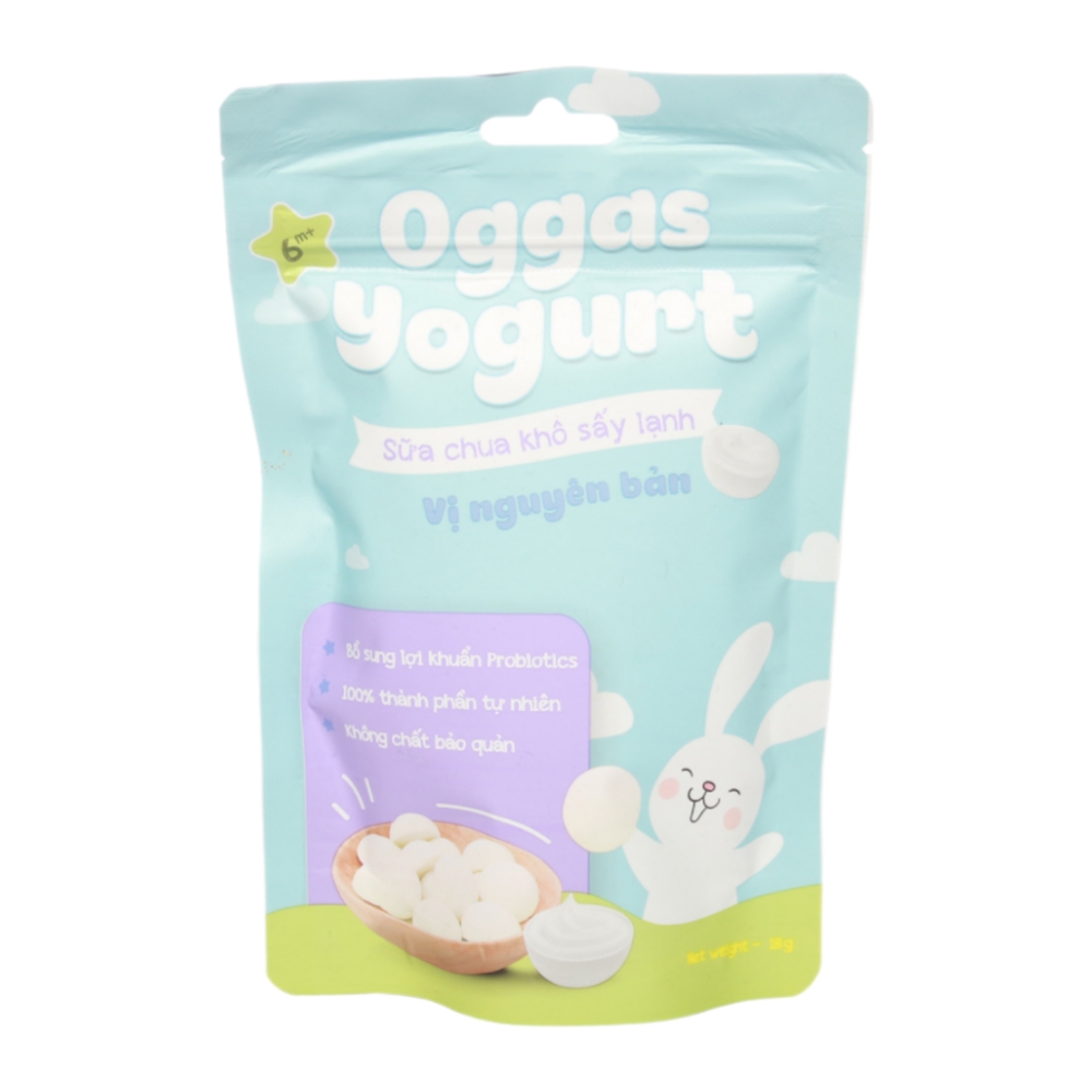 Sữa chua Oggas Yogurt vị dâu tây/chuối/nguyên bản/dưa lưới/việt quất/mãng cầu 10gr/18gr cho bé từ 6 tháng tuổi