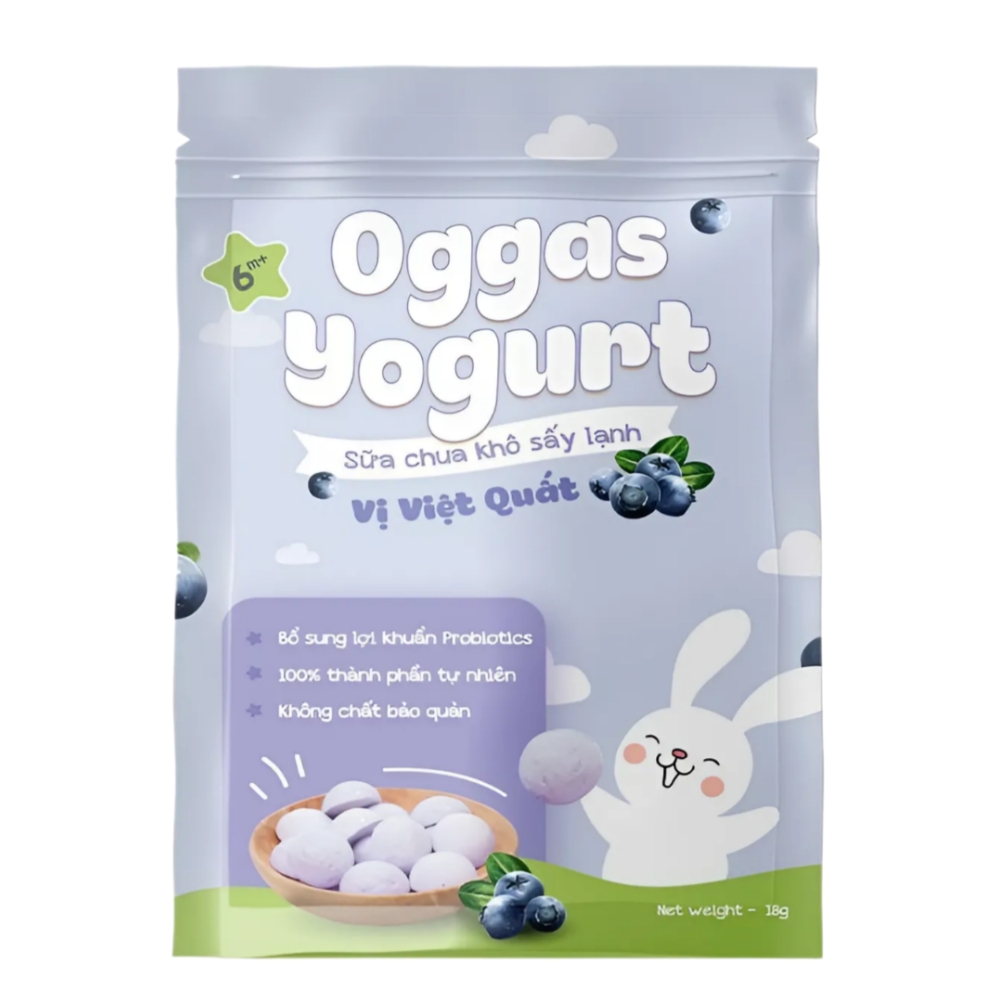 Sữa chua Oggas Yogurt vị dâu tây/chuối/nguyên bản/dưa lưới/việt quất/mãng cầu 10gr/18gr cho bé từ 6 tháng tuổi