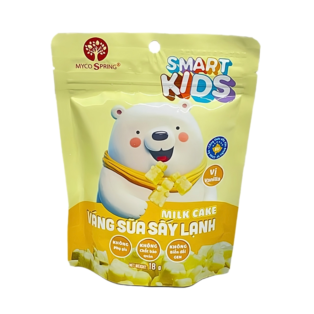 (Combo 5/10 gói) Váng sữa sấy lạnh Smart Kids vị vanilla/hạt dẻ/dâu 18gr cho bé từ 8 tháng tuổi