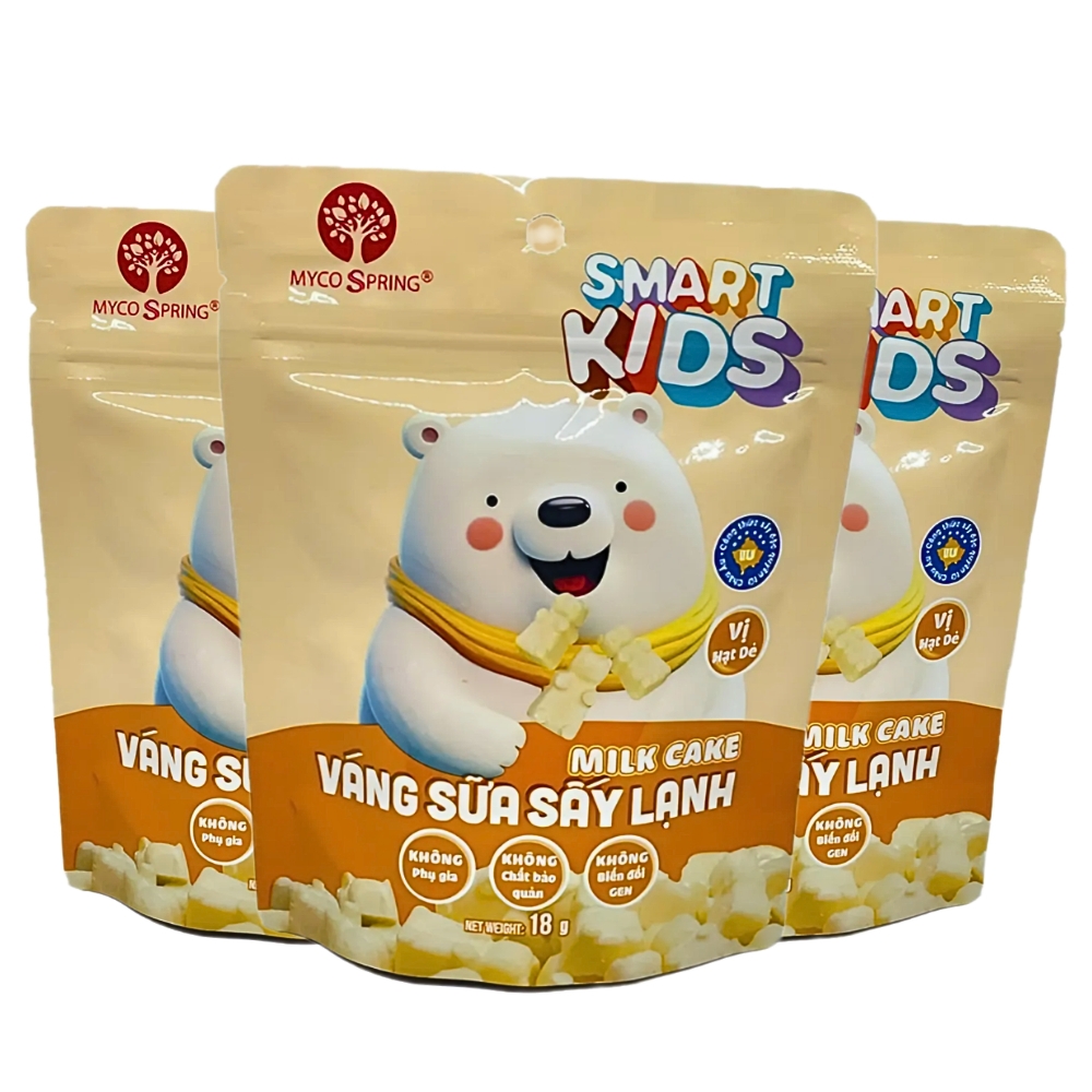 (Combo 5/10 gói) Váng sữa sấy lạnh Smart Kids vị vanilla/hạt dẻ/dâu 18gr cho bé từ 8 tháng tuổi