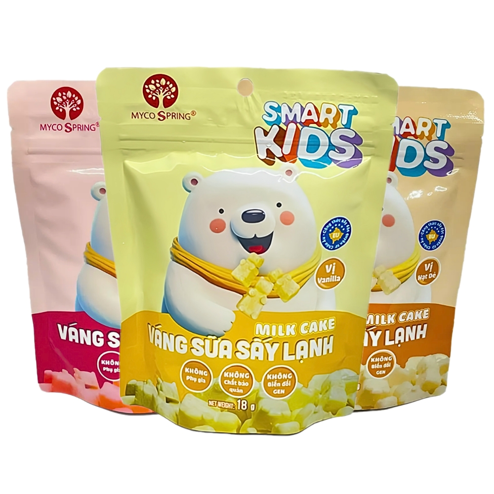 (Combo 5/10 gói) Váng sữa sấy lạnh Smart Kids vị vanilla/hạt dẻ/dâu 18gr cho bé từ 8 tháng tuổi