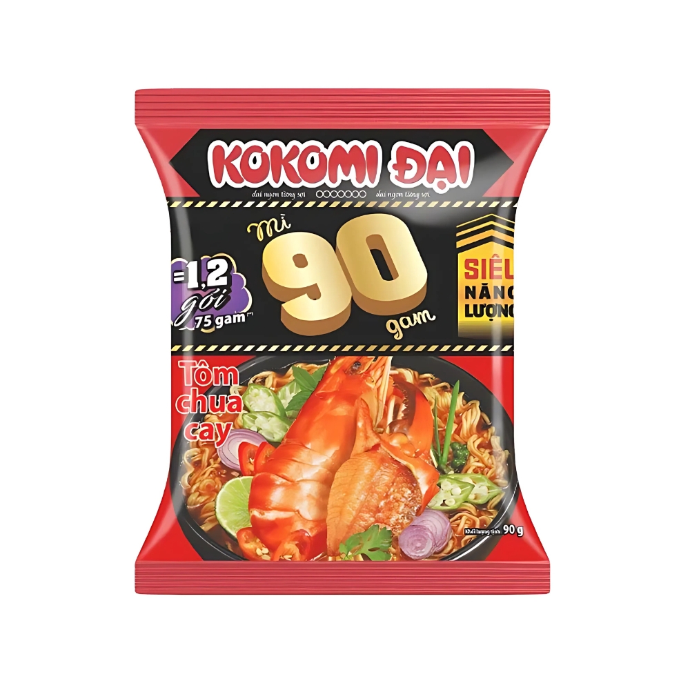 Thùng 30 gói mì Kokomi 90 tôm chua cay/sườn cay vị hành phi gói 90g