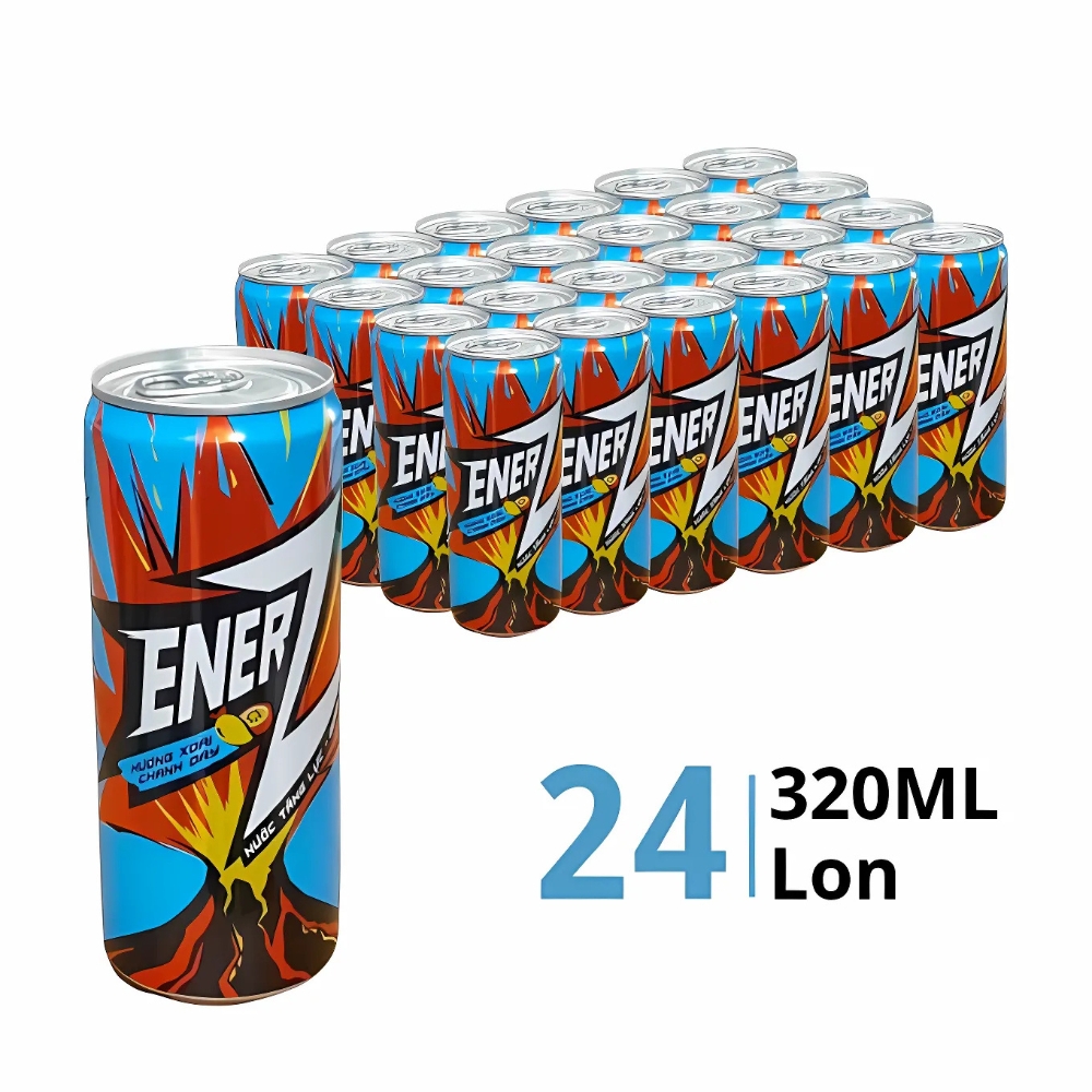 Thùng 24 lon nước tăng lực Ener Z vị xoài chanh dây/dưa lưới 320ml
