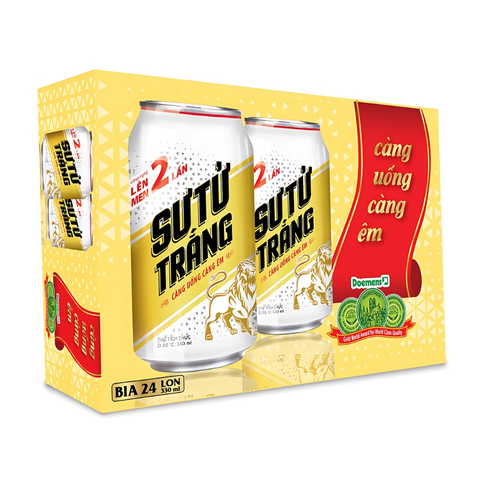 Thùng 24 lon bia Sư Tử Trắng 330ml