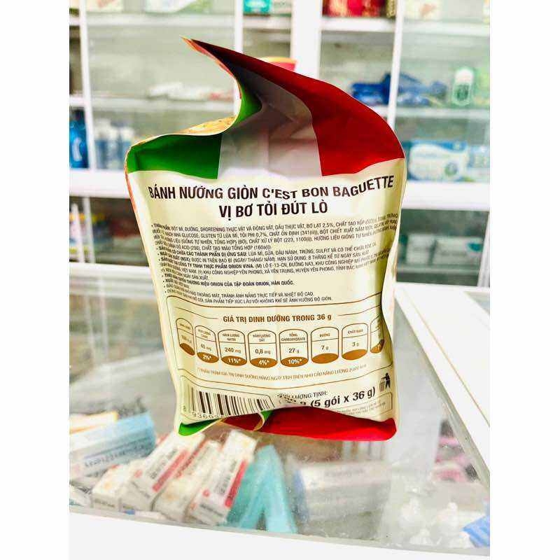 Bánh mì nướng kiểu Ý Orion C'est Bon Baguette vị bơ tỏi đút lò 180g