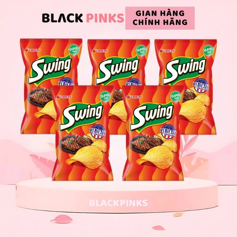 Combo 5 gói snack khoai tây Swing vị bít tết, gà Teriyaki, phô mai, bò nướng 32/60/108g