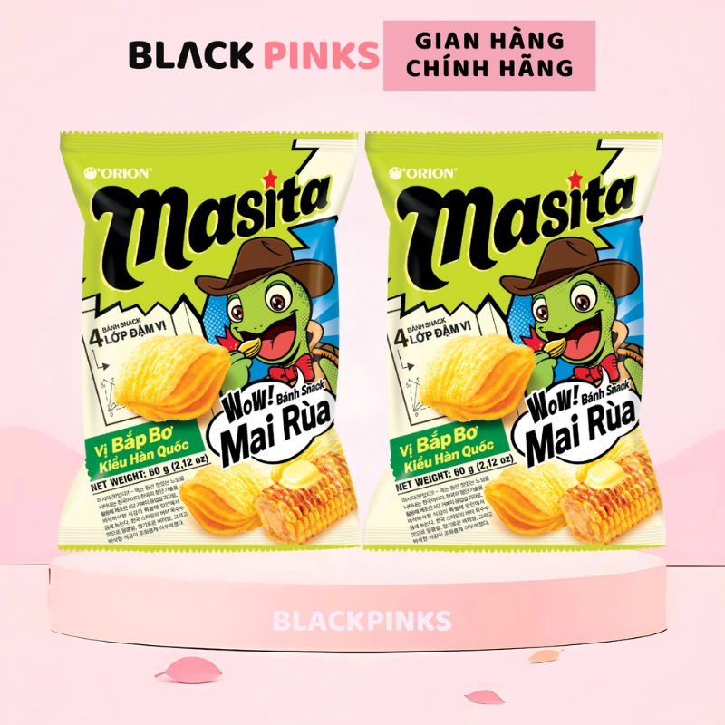 Combo 2 gói Snack mai rùa 4 lớp Masita vị tôm nướng/bắp bơ Hàn Quốc 35g/70g