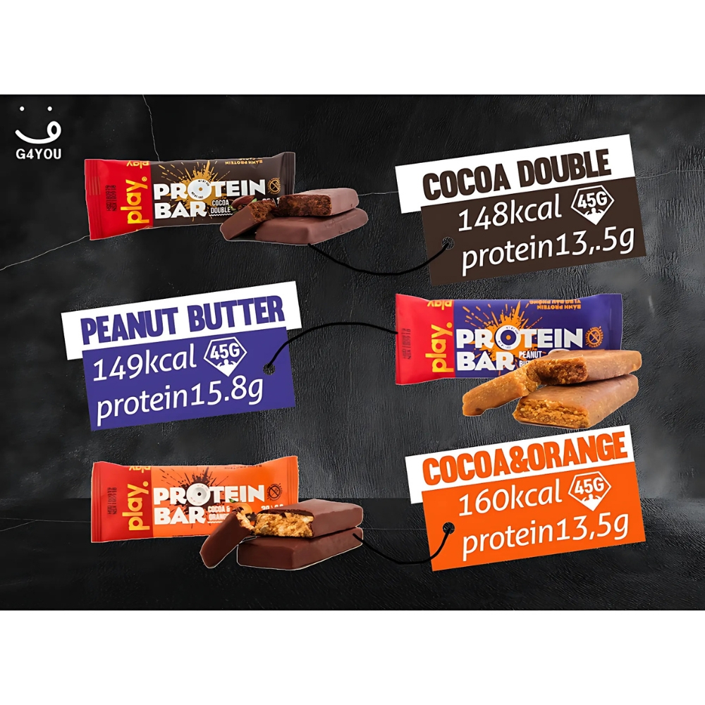 Thanh Protein Bar vị bơ đậu phộng/double cacao/ cam và cacao/mix vị 45g