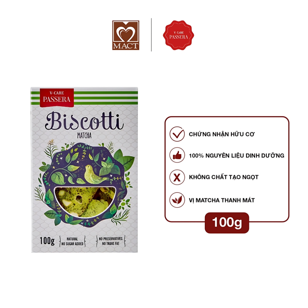 Combo 1/2/3/5 hộp bánh Biscotti vị matcha/chocolate/vanilla 100g