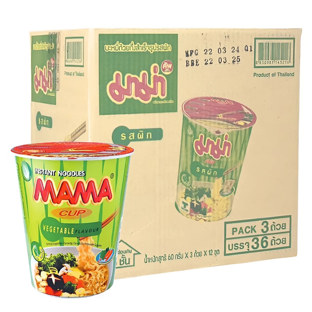 Thùng 24/30/36 gói/ly mì Mama Thái Lan mì trộn/chay nhiều hương vị gói/ly 55g/60g/85g/90g