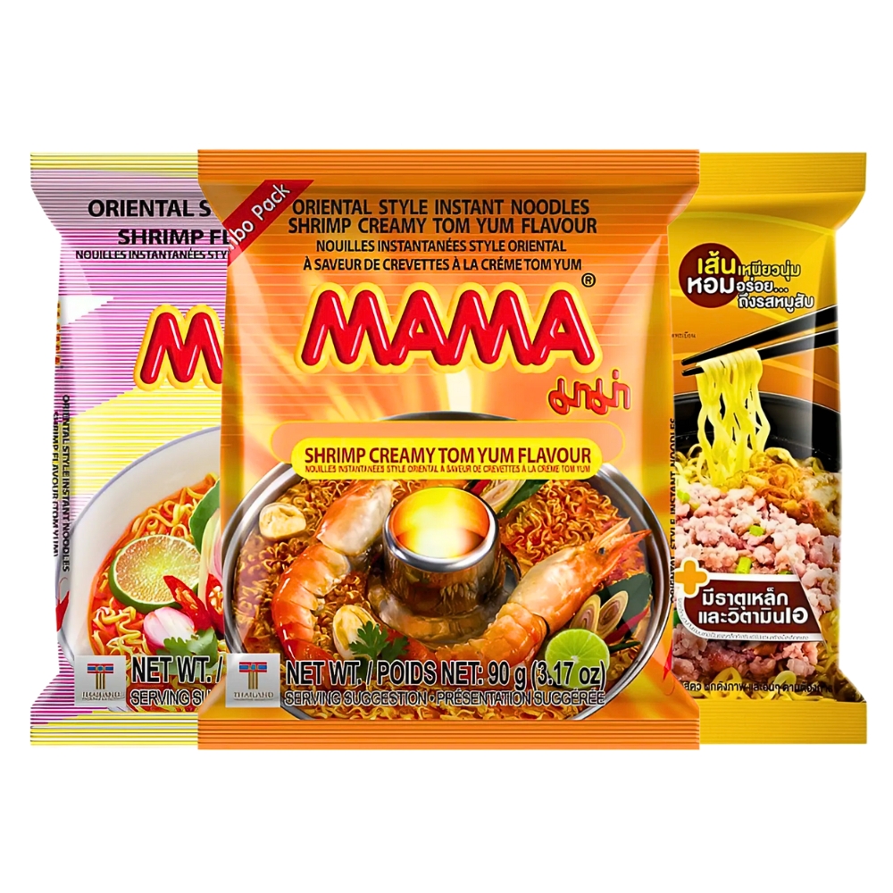 Thùng 24/30/36 gói/ly mì Mama Thái Lan mì trộn/chay nhiều hương vị gói/ly 55g/60g/85g/90g