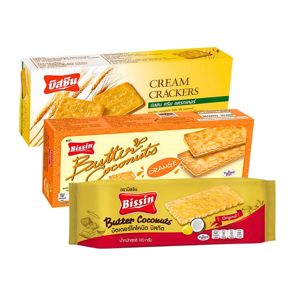 Bánh quy kem/lúa mạch/dừa/kem socola/cam/dâu tây/dưa lê Bissin 150g/170g/180g