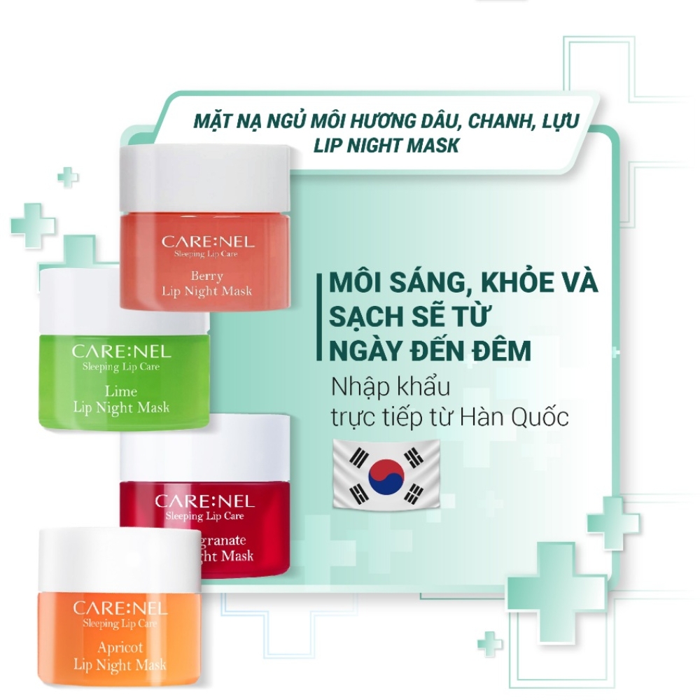 Mặt nạ ngủ môi Care:Nel hương mơ/chanh/dâu/lựu hũ 5g/23g