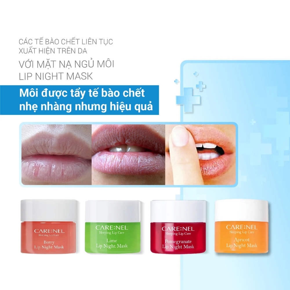 Mặt nạ ngủ môi Care:Nel hương mơ/chanh/dâu/lựu hũ 5g/23g