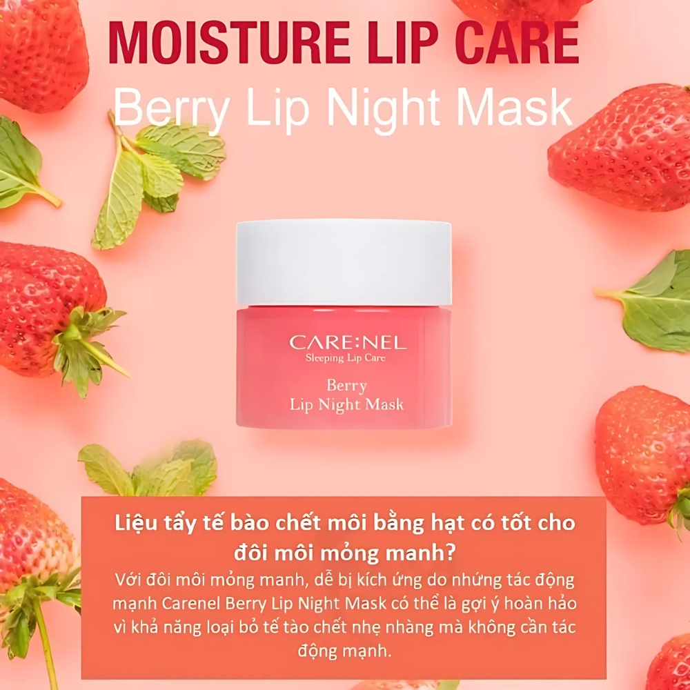 Mặt nạ ngủ môi Care:Nel hương mơ/chanh/dâu/lựu hũ 5g/23g