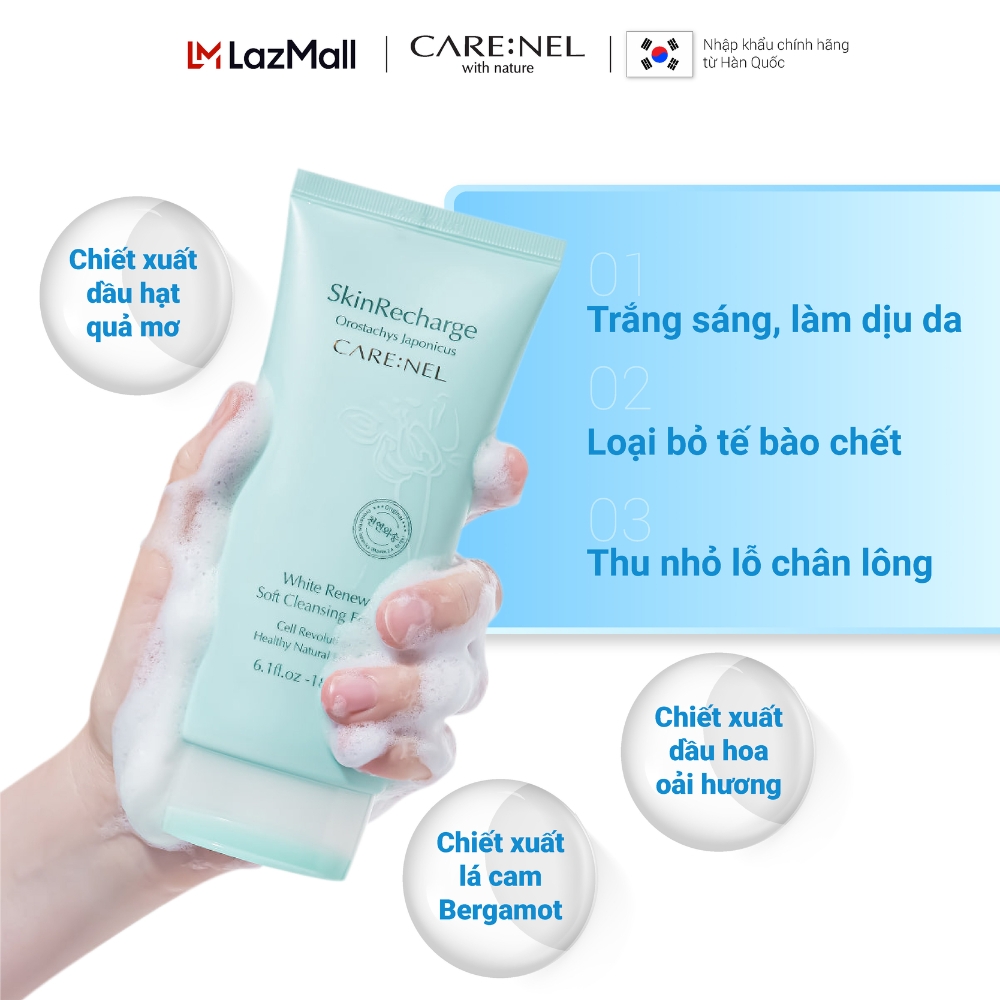 Sữa rửa mặt Care:Nel White Renew Soft làm sạch da, dưỡng ẩm, ngừa mụn 180ml