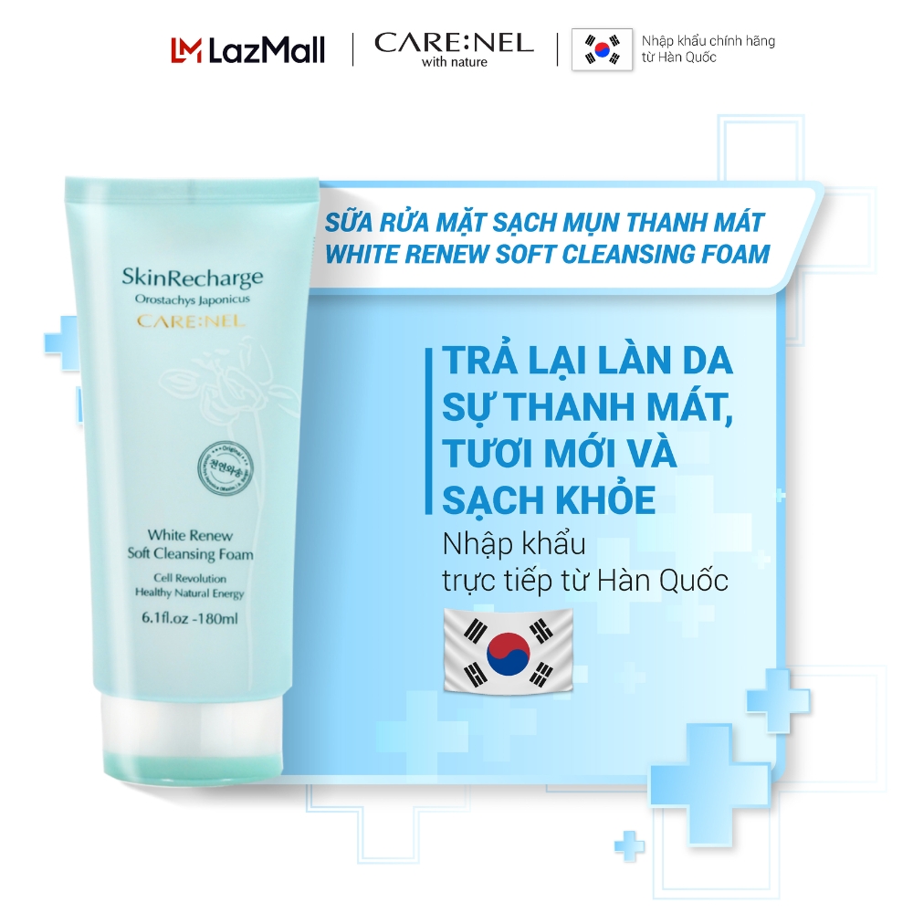Sữa rửa mặt Care:Nel White Renew Soft làm sạch da, dưỡng ẩm, ngừa mụn 180ml
