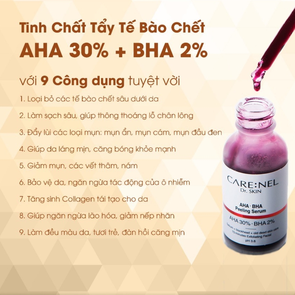 Tinh chất tẩy tế bào chết Care:Nel AHA BHA làm sạch da, cân bằng độ PH, giảm mụn đầu đen 30ml