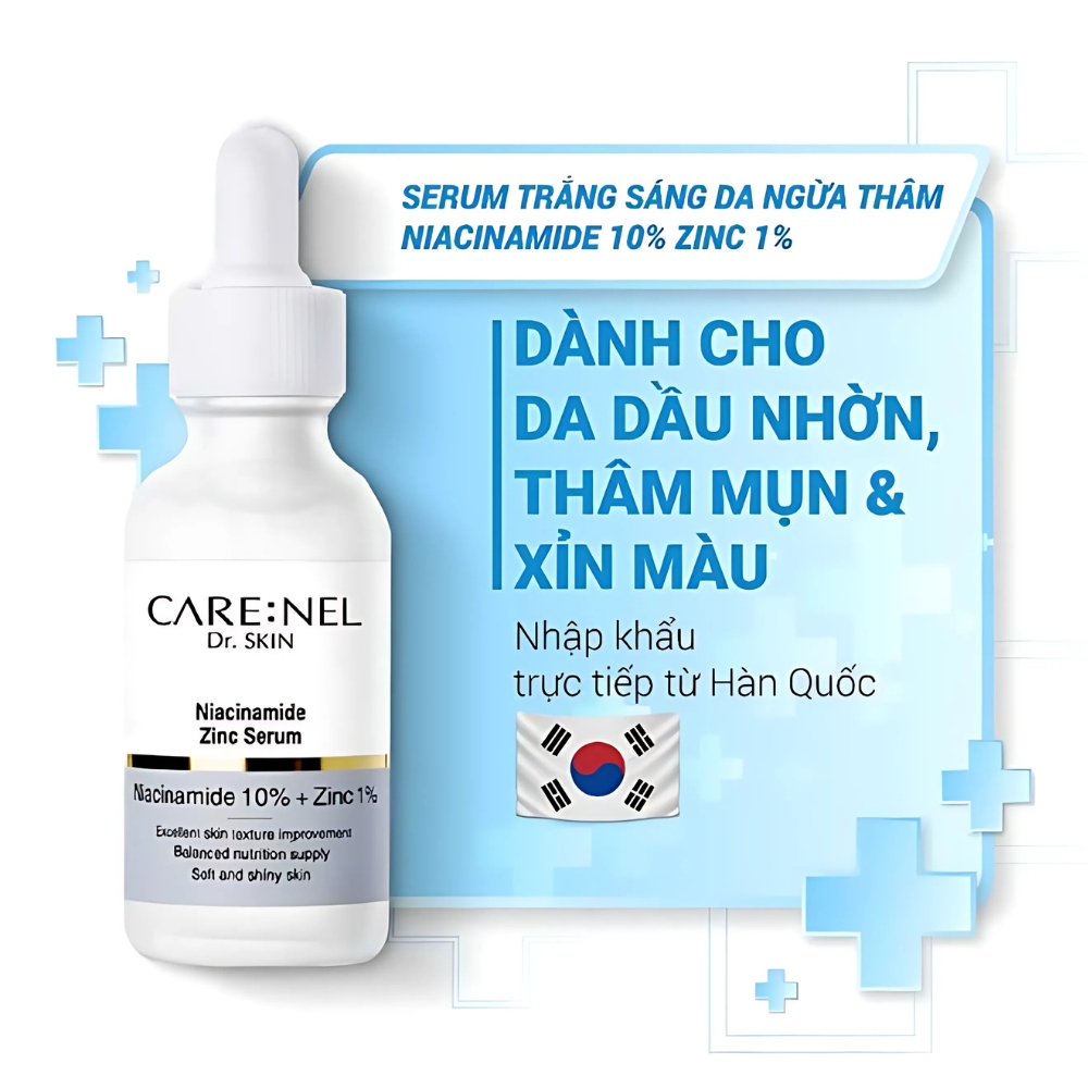 Tinh chất dưỡng trắng da Care:Nel Niacinamide 10%+Zinc 1% ngừa thâm nám 30ml
