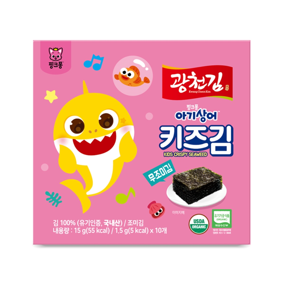 Rong biển Organic Pink Fong ít dầu/ tách muối cho bé từ 8/12 tháng 15g