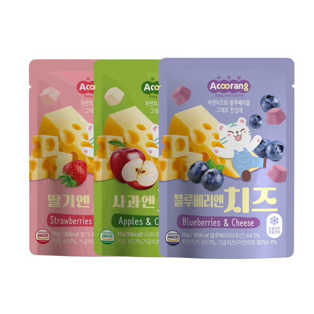 Phô mai sấy lạnh Acoorang vị dâu/việt quốc/vị táo 16g