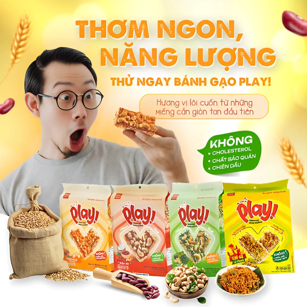 Bánh gạo dinh dưỡng Let's Play vị rong biển/phô mai tokbokki/đậu đỏ/ khô gà/mix vị 108g