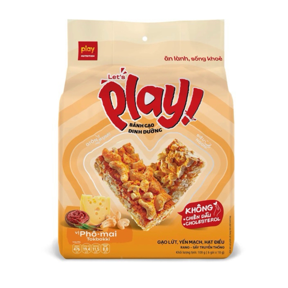 Bánh gạo dinh dưỡng Let's Play vị rong biển/phô mai tokbokki/đậu đỏ/ khô gà/mix vị 108g