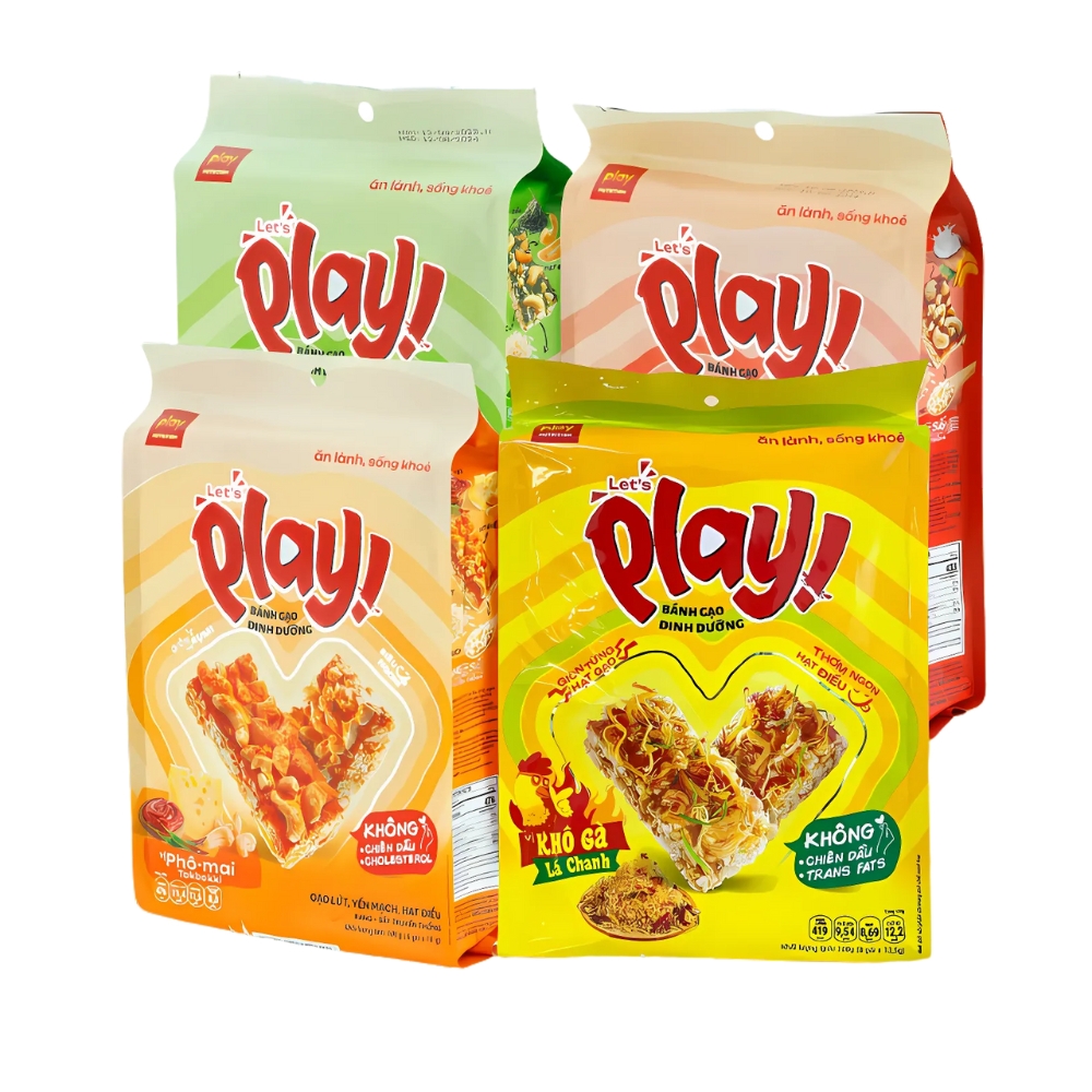 Bánh gạo dinh dưỡng Let's Play vị rong biển/phô mai tokbokki/đậu đỏ/ khô gà/mix vị 108g