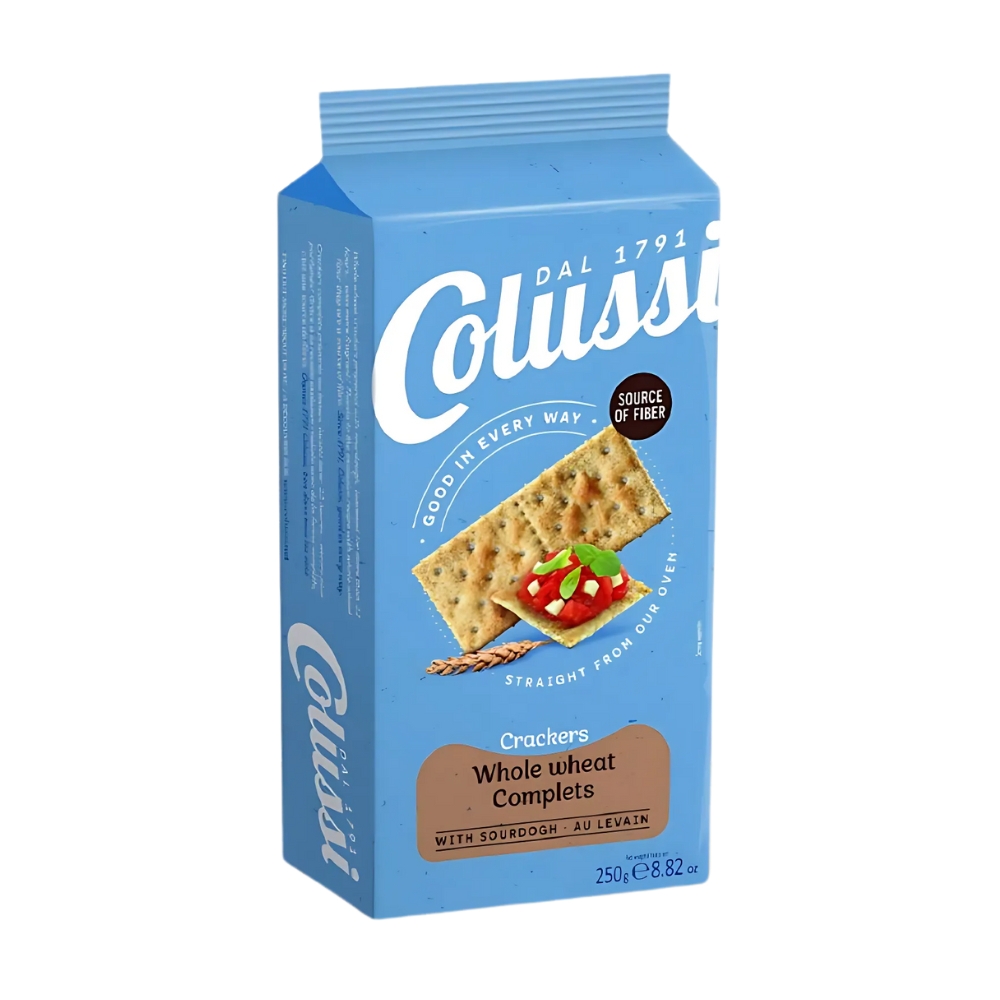 Bánh Cracker Colussi lúa mì giòn/lá hương thảo & dầu oliu túi 250g