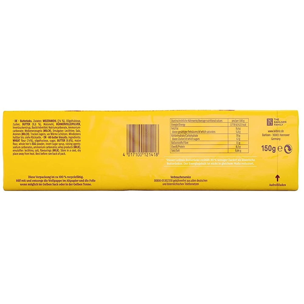 Bánh quy bơ Leibniz/ít đường 200g