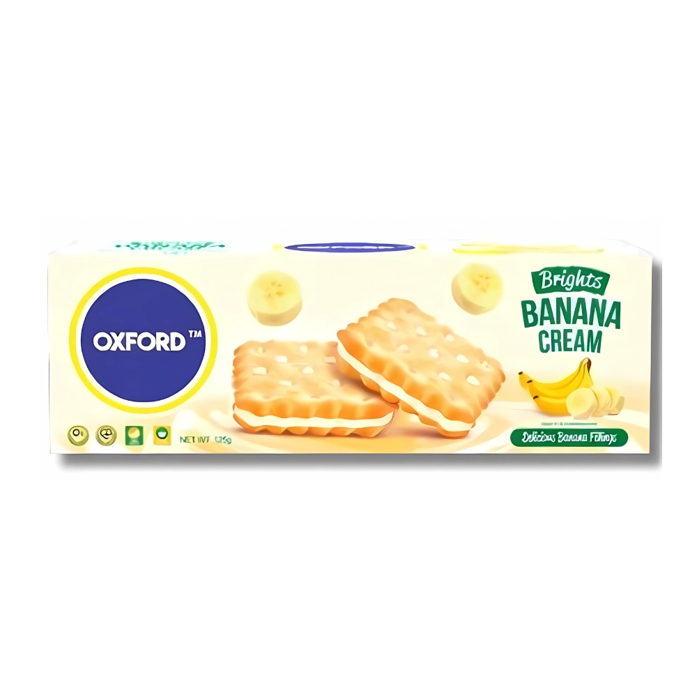 Bánh quy kẹp kem Oxford hương chuối/bơ/socola/dâu gói/hộp 125g