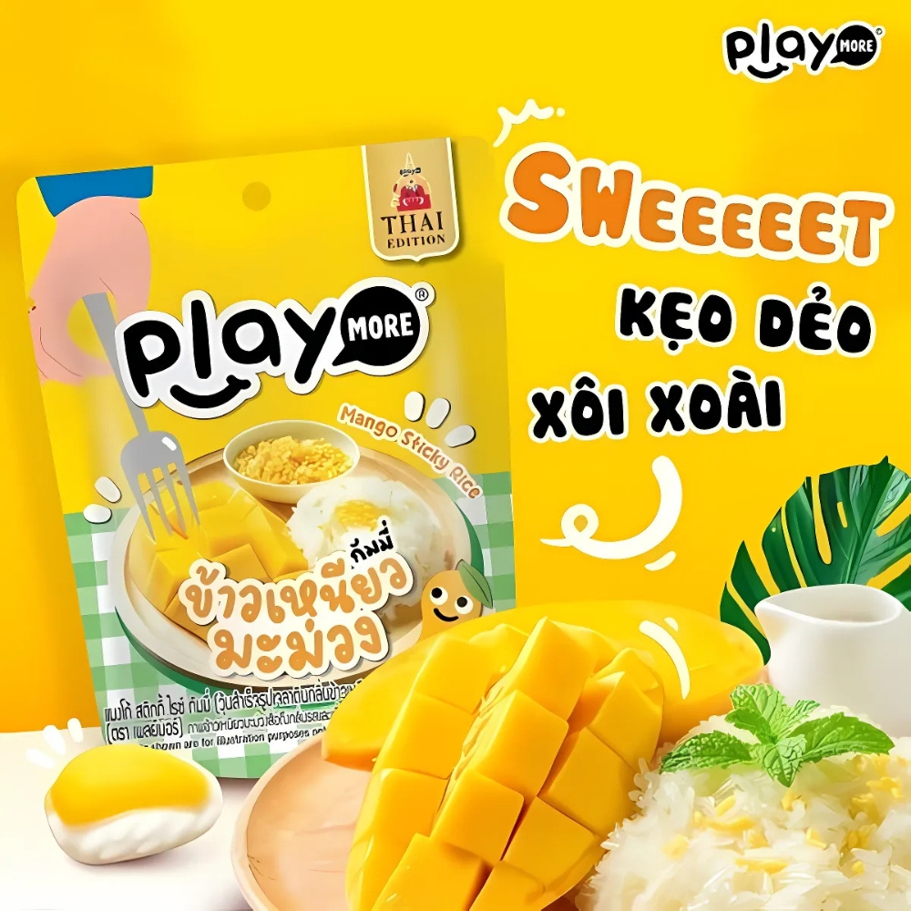 Kẹo dẻo Playmore bánh cupcake/trái cây hỗn hợp/hình khủng long/xôi xoài 48g/64g