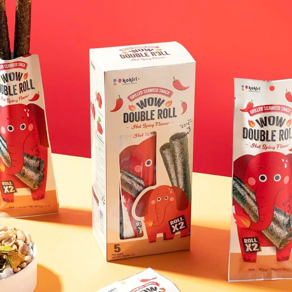 Combo 5 gói snack rong biển Kokiri con voi vị cay/truyền thống/bơ mật ong 25g