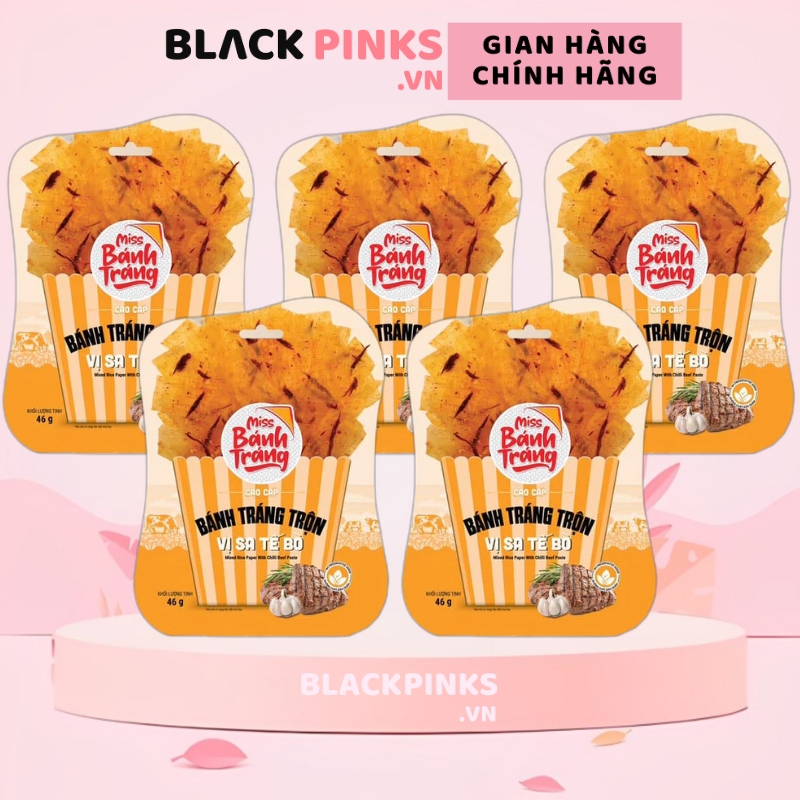 Combo 5 gói Miss Bánh tráng trộn Vina Snack vị sa tế bò/sa tế tôm/rong biển/gà quay 40/46g