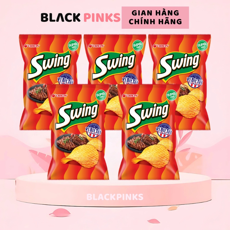 Combo 5 gói snack khoai tây Swing vị bít tết, gà Teriyaki, phô mai, bò nướng 32/60/108g