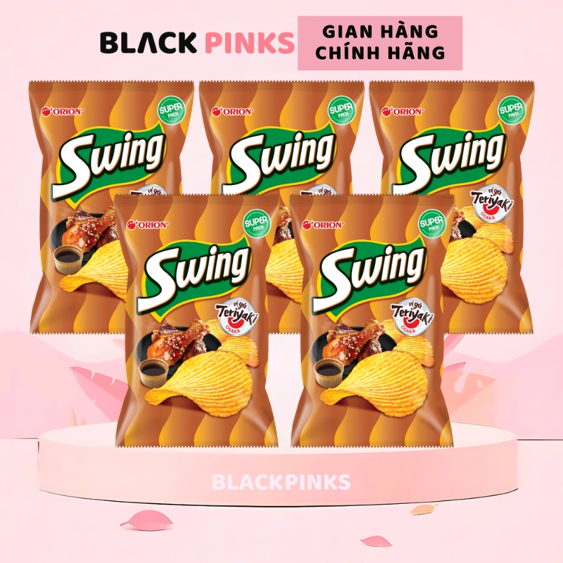 Combo 5 gói snack khoai tây Swing vị bít tết, gà Teriyaki, phô mai, bò nướng 32/60/108g